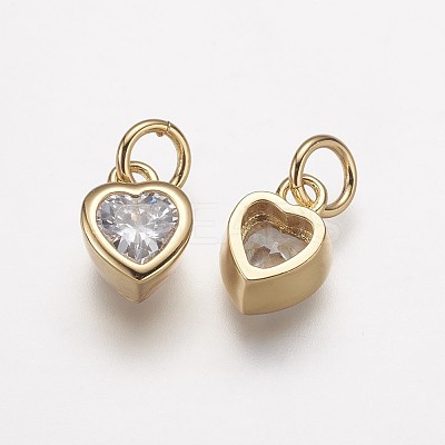 Brass Micro Pave Grade AAA Cubic Zirconia Charms LS-ZIRC-K059-10G-NR-1