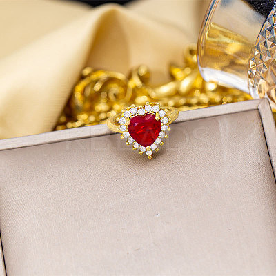 Brass Micro Pave Cubic Zirconia Adjustable Finger Rings for Women RJEW-K314-01G-1
