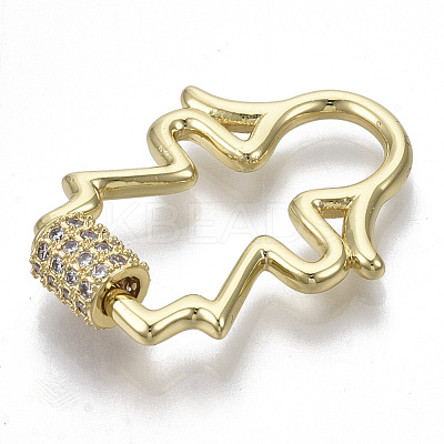 Brass Micro Pave Clear Cubic Zirconia Screw Carabiner Lock Charms ZIRC-T013-07G-NF-1