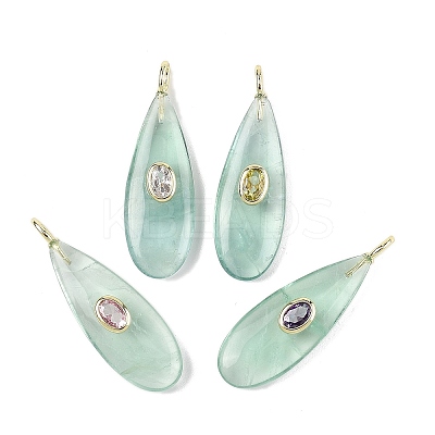 Natural Green Fluorite Pendants G-D357-03G-1