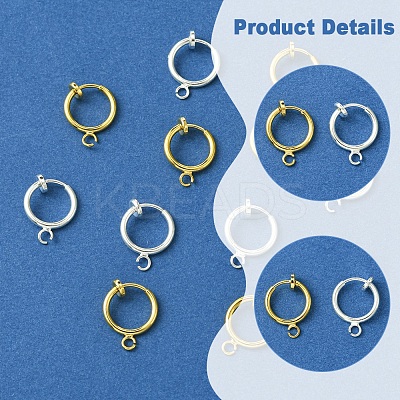 12Pcs 2 Colors Brass Clip-on Hoop Earring Findings KK-FS0001-48-1