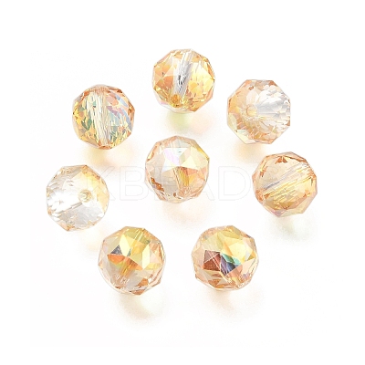 Electroplate Transparent Round Glass Beads GL-CBA6A73-FP01-1