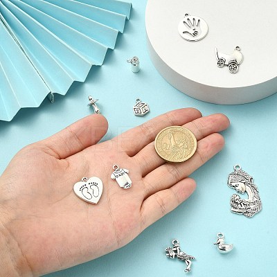 100Pcs 10 Styles Tibetan Style Alloy Pendants TIBEP-CJ0002-82-1