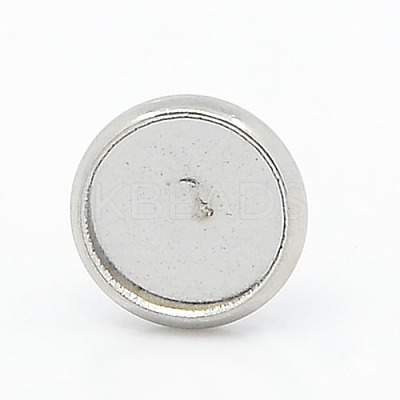 Tarnish Resistant 304 Stainless Steel Flat Round Stud Earring Settings STAS-I017-04-1