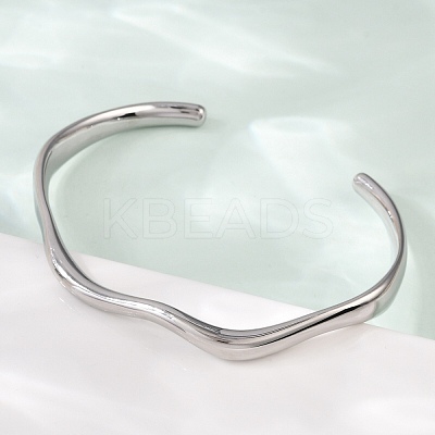 304 Stainless Steel Open Cuff Bangles for Women BJEW-R019-03P-01-1