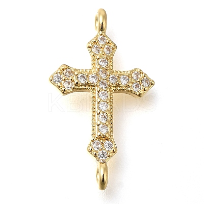 Brass Pave Clear Cubic Zirconia Connector Charms KK-M101-02D-G02-1
