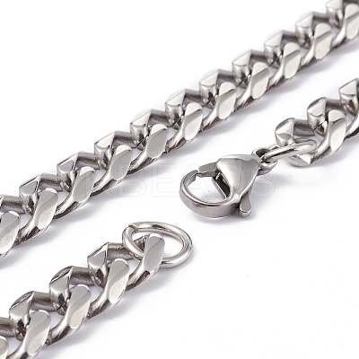 Non-Tarnish Men's 304 Stainless Steel Curb Chain Necklaces NJEW-I248-06A-P-1