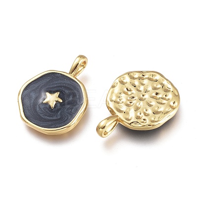 Brass Enamel Pendants KK-K248-02A-G-1