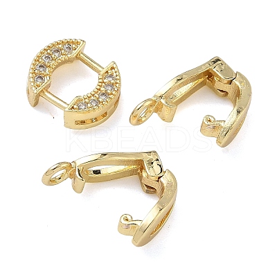Ring Brass Micro Pave Clear Cubic Zirconia Fold Over Clasps KK-Z143-18G-1