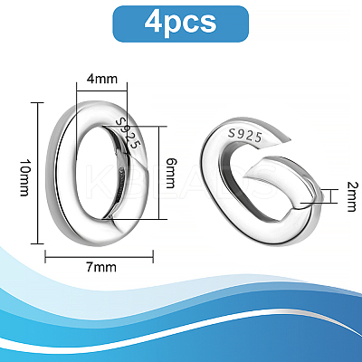 4Pcs 925 Sterling Silver Spring Gate Rings STER-PH0001-53-1