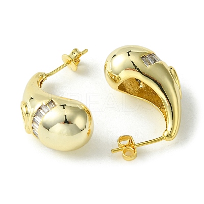 Brass with Cubic Zirconia Studs Earrings EJEW-K267-11G-1