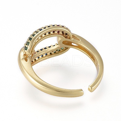 Brass Micro Pave Cubic Zirconia Cuff Rings RJEW-K232-08G-03-1