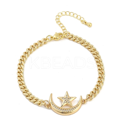 Brass Micro Pave Clear Cubic Zirconia Charm Bracelets BJEW-M050-01G-01-1