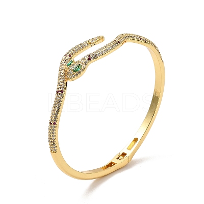 Cubic Zirconia Snake Open Cuff Bangle BJEW-P281-09G-01-1