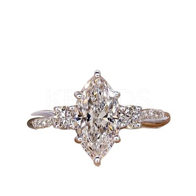 Brass Micro Pave Clear Cubic Zirconia Finger Rings FS-WG5249E-04-1