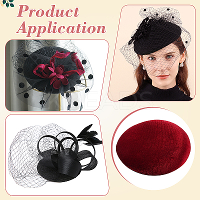 Velet Pillbox Stewardess Fascinator Hat Base for Millinery AJEW-WH0248-757A-1