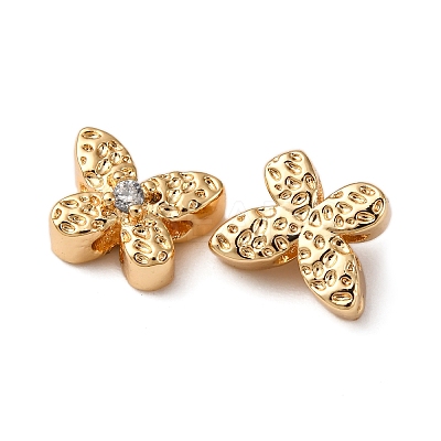 Brass Micro Pave Clear Cubic Zirconia Beads KK-Z112-46G-1
