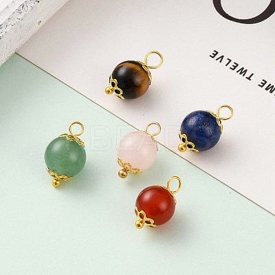 Natural Lapis Lazuli & Red Agate & Green Aventurine & Rose Quartz & Tiger Eye Pendants X-PALLOY-JF00580-1