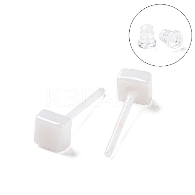 Hypoallergenic Bioceramics Zirconia Ceramic Square Stud Earrings EJEW-Z023-07E-1