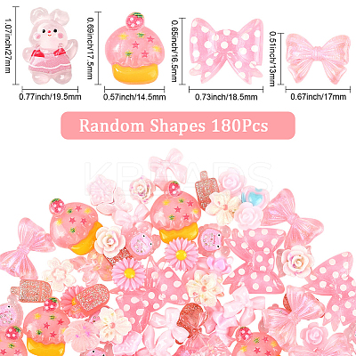 180Pcs Opaque & Transparent Resin Cabochons RESI-SP0001-30-1