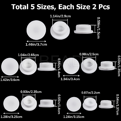 10Pcs 5 Styles Silicone Hole Plug Waterproof Plug AJEW-GF0007-93-1