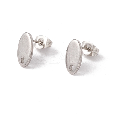 Non-Tarnish 201 Stainless Steel Stud Earring Findings with Hole EJEW-A071-01A-P-1