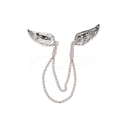 Men's Crystal Wings Scarf Collar Brooch Lapel Pin JEWB-WH0022-22B-1