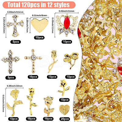 120Pcs 12 Styles Alloy Nail Art Stud MRMJ-SP0001-27-1