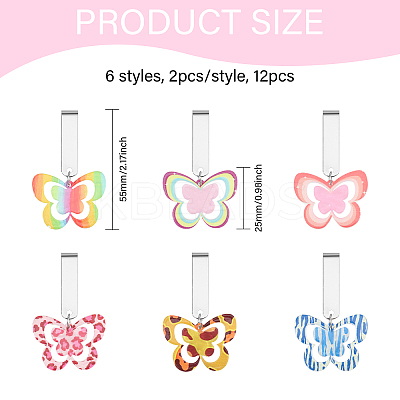 12Pcs 6 Styles Butterfly Acrylic Shoe Charms HJEW-CA00015-1