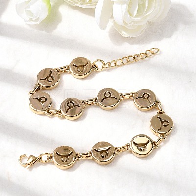 12 Constellations 304 Stainless Steel Link Chain Bracelets BJEW-I239-01G-11-1