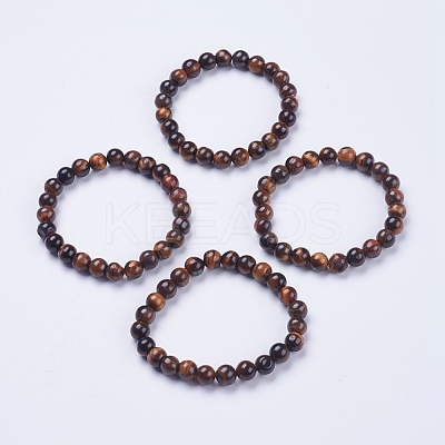 Natural Tiger Eye Beaded Stretch Bracelets BJEW-I253-8mm-27-1