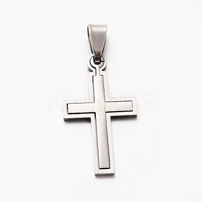 Tarnish Resistant Personalized 201 Stainless Steel Cross Pendants STAS-F010A-52-1