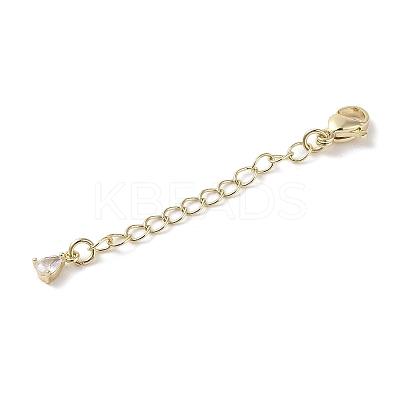 Brass Micro Pave Clear Cubic Zirconia Chain Extender KK-G491-52C-G-1