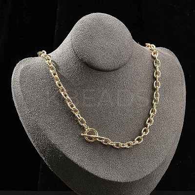Brass Twisted Cable Chain Necklaces with OT Clasps for Men Women NJEW-G160-11G-1
