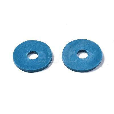 Flat Round Handmade Polymer Clay Beads CLAY-R067-12mm-44-1