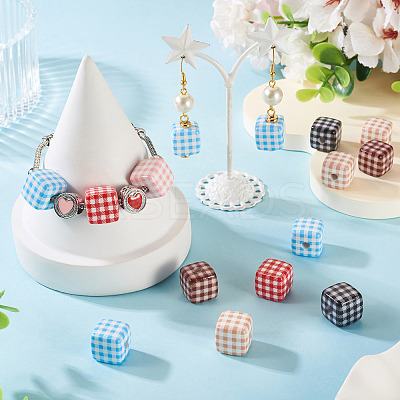 10Pcs Printed Opaque Acrylic Beads MACR-TA0002-43-1