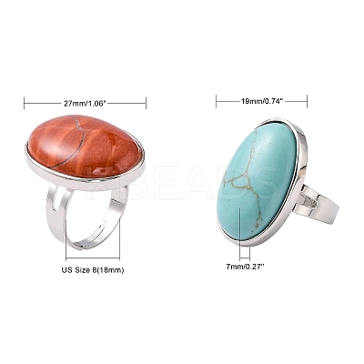 Great Valentines Gifts Natural & Synthetic Mixed Stone Rings RJEW-C094-M-1