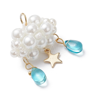 Pearlized Glass Pearl Beads Pendants PALLOY-MZ01101-02-1