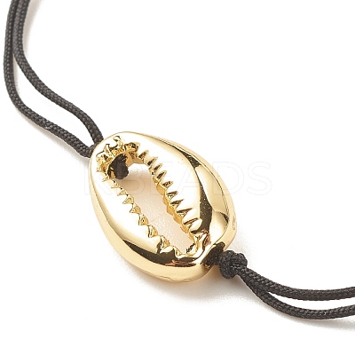 Alloy Shell Shape Braided Bead Bracelet for Women BJEW-JB08303-1