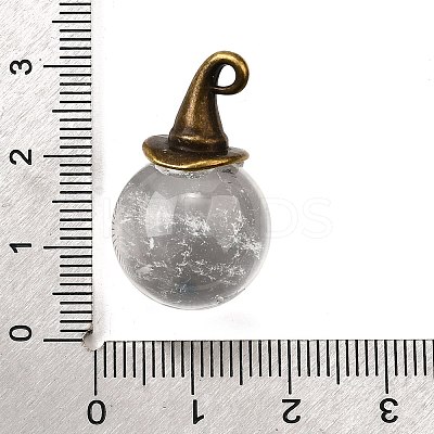 Natural Mixed Stone Round Pendants with Alloy Witch Hat G-D311-01AB-1