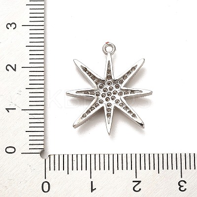Rack Plating Brass Micro Pave Clear Cubic Zirconia Pendants KK-L210-011P-1