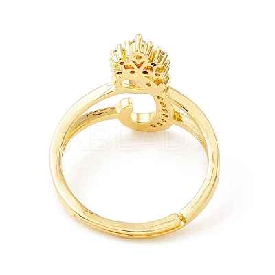 Clear Cubic Zirconia Initial Letter with Crown Adjustable Ring RJEW-M139-17C-1