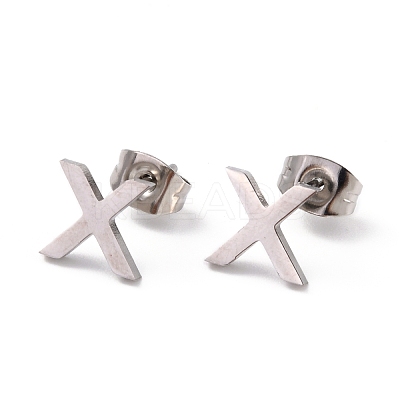 Tarnish Resistant 304 Stainless Steel Greek Alphabet Stud Earrings STAS-D007-07P-01-1