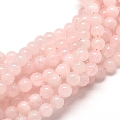 Natural Rose Quartz Round Beads Strands G-P072-05-6mm-1