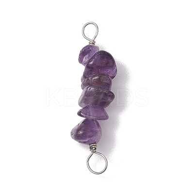 10Pcs 5 Styles Constellation Natural Gold Rutilated Quartz & Amethyst & Golden Sheen Obsidian & Strawberry Quartz & Lapis Lazuli Copper Wire Wrapped Chip Beaded Connector Charms PALLOY-JF02905-03-1