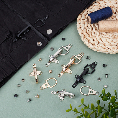 6 Sets 6 Colors Alloy Interlocking Clasps for Coat Down Jacket Sewing Accessories FIND-BC0014-21B-1