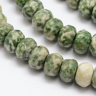 Faceted Natural Green Spot Jasper Rondelle Beads Strands LS-G-K090-15-1
