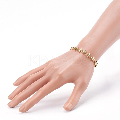 Brass Bar Link Chain Bracelets BJEW-JB06004-1