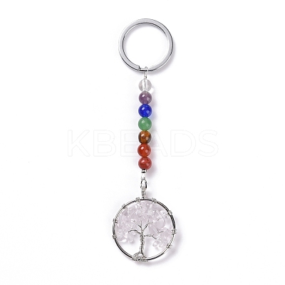 Gemstone and Natural Quartz Crystal Chakra Keychain KEYC-P037-A01-1
