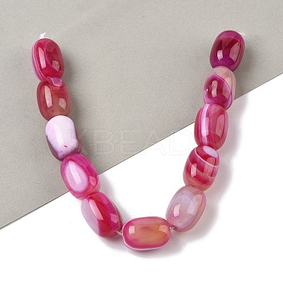 Natural Banded Agate/Striped Agate(Dyed & Heated) Beads Strands G-H324-01C-1